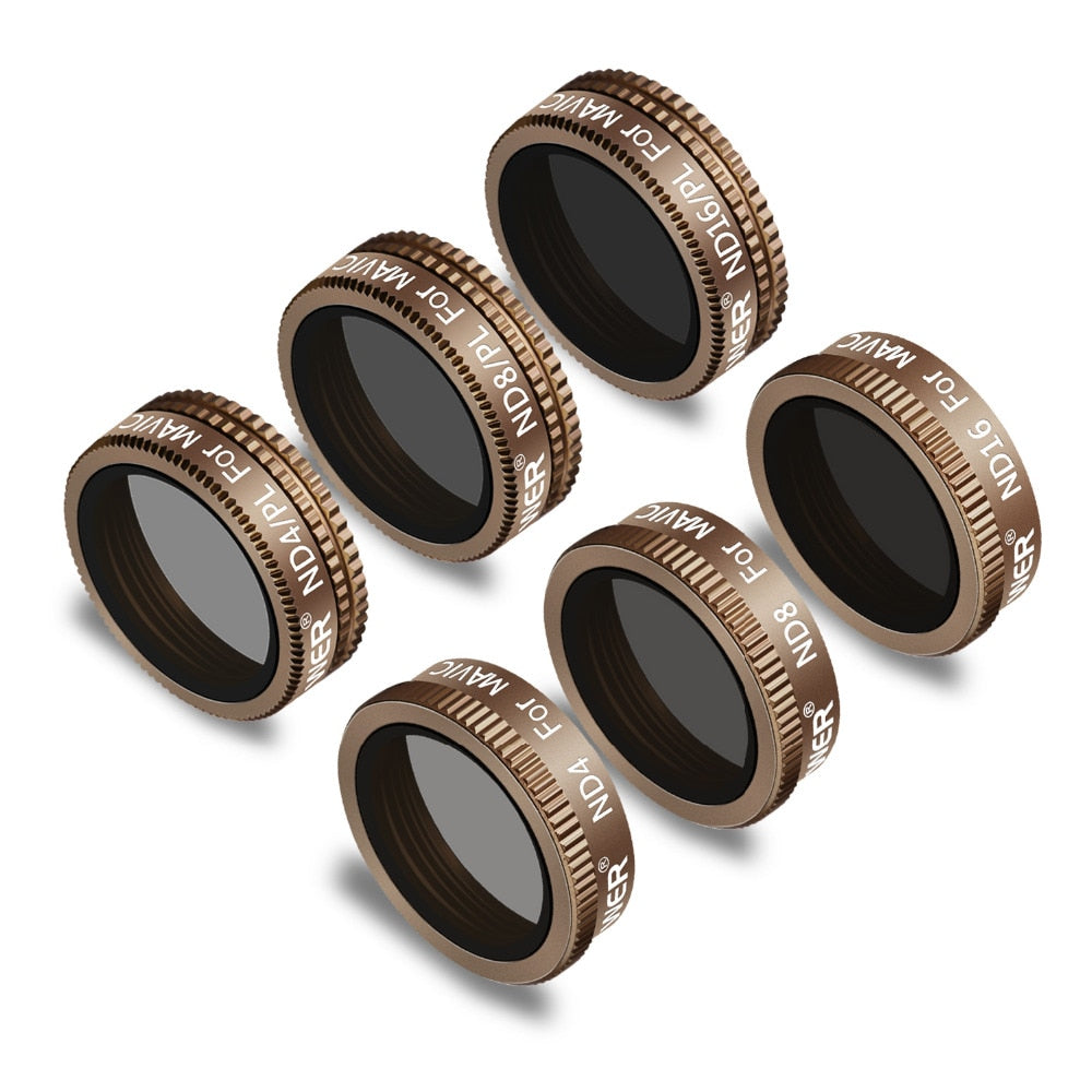 6 Pieces Pro Lens Filter Kit for DJI Mavic Air Drone Quadcopter Includes: ND4 ND8 ND16 ND4/PL ND8/PL ND16/PL (Gold)-4